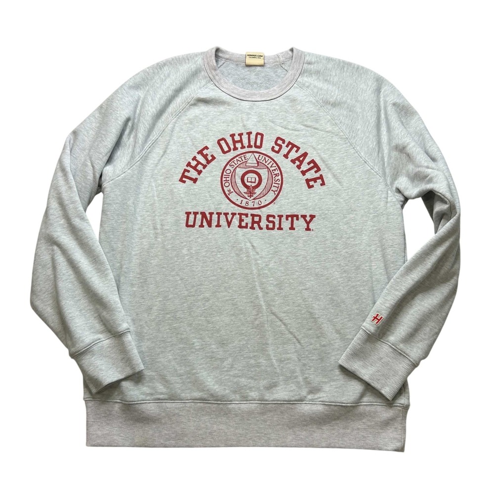 Homage Ohio State University Sweatshirt Mens XL Gray Buckeyes Crewneck Raglan